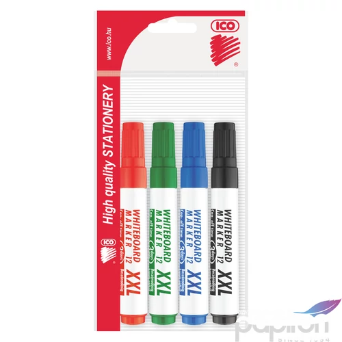 Táblamarker ICO Plan 12XXL 4 színű készlet 1-3mm vágott hegyű táblafilc, flipchartmarker irodaszer