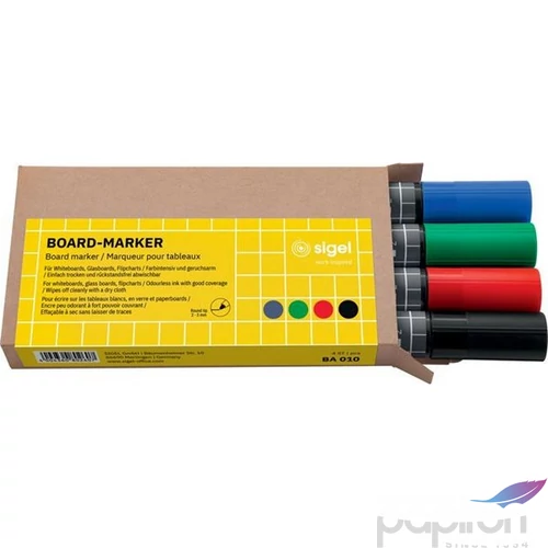 Táblamarker készlet Sigel 2-3 mm, kúpos, 4 különböző szín 