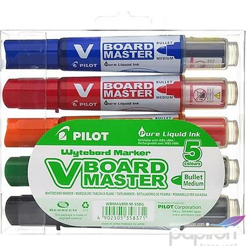 Táblamarker patronos Pilot V-Board Maste 2, 3mm kerek hegyű 5színű Írószerek PILOT WBMA-VBM-M-S5