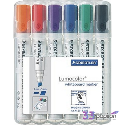Táblamarker Staedtler Lumocolor 351B 2-5mm vágott hegyű 6színű Írószerek STAEDTLER 351 B WP6