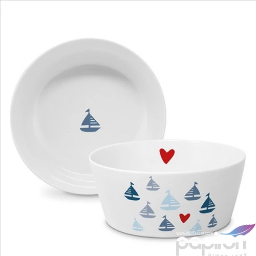 Tál porcelán 15cm, Seaside Sailing Porcelántál fedővel