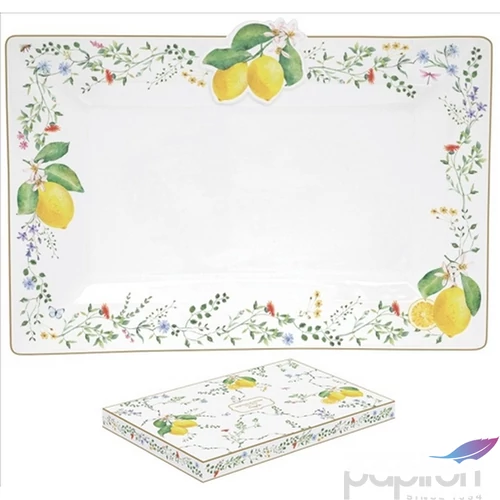 Tál porcelán 36x24cm, Fleurs et Citrons Porcelántál