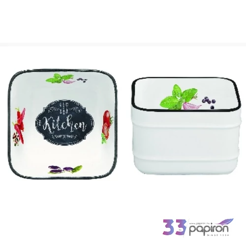 Tál Porcelán 9x9cm, Kitchen Basics Porcelántál fedővel