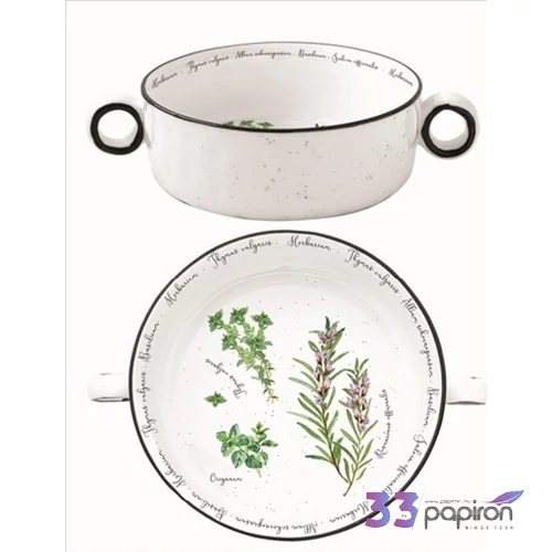 Tál Porcelán füllel 12cm, Herbarium Porcelántál