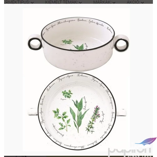 Tál Porcelán füllel 16cm, Herbarium Porcelántál