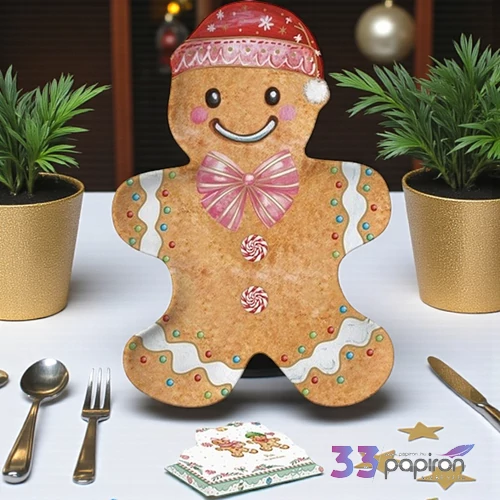 Tál Porcelán karácsonyi 17x25cmcm,  mézeskalács figura forma dobozban, Sweet Christmas