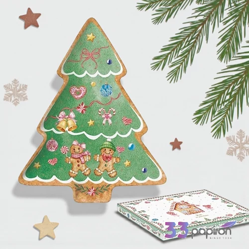 Tál Porcelán karácsonyi 20,5x25,5cm, karácsonyfa forma, dobozban Sweet Christmas