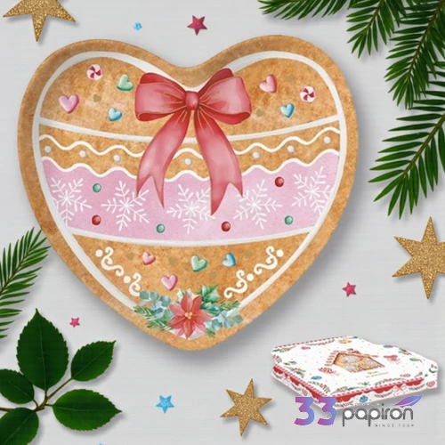 Tál Porcelán karácsonyi 20x19cm,  mézeskalács szív forma, dobozb Sweet Christmas