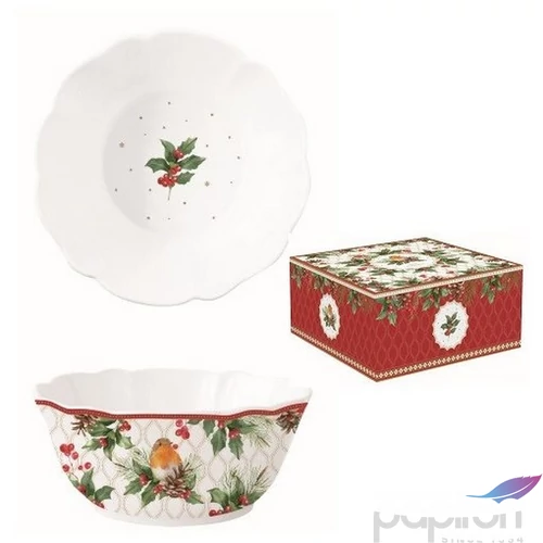 Tál Porcelán karácsonyi 20x8,5cm, Christmas Berries dobozban