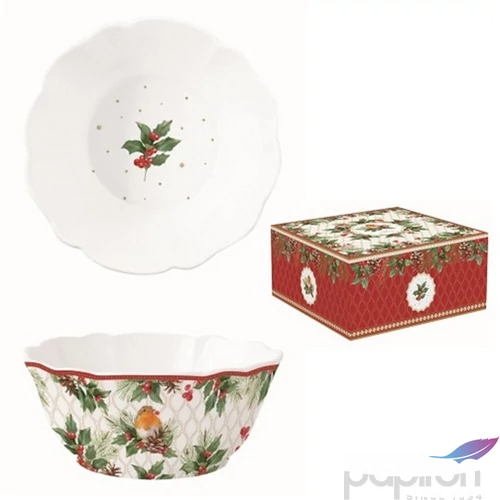 Tál Porcelán karácsonyi 23x9,5cm, Christmas Berries dobozban