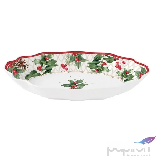 Tál Porcelán karácsonyi 24,5x17x4,5cm, dobozbanChristmas Berries kézzel festett