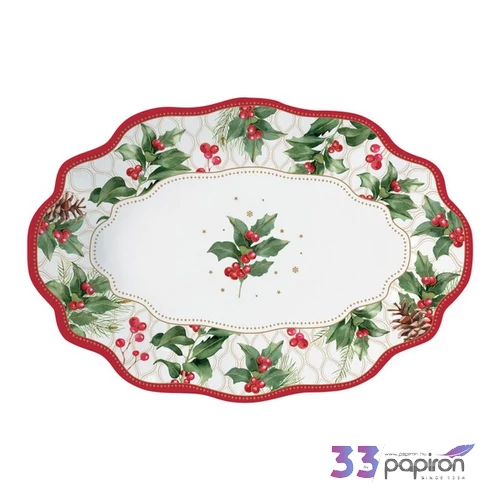 Tál Porcelán karácsonyi 24,5x17x4,5cm, dobozbanChristmas Berries kézzel festett
