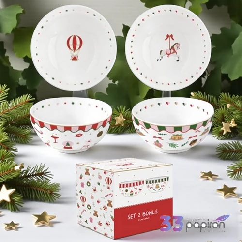 Tál Porcelán karácsonyi 26 2db-os,15cm dobozban,  Christmas Twist