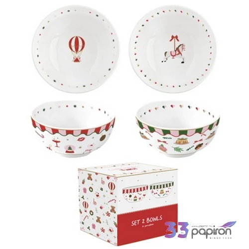 Tál Porcelán karácsonyi 26 2db-os,15cm dobozban,  Christmas Twist