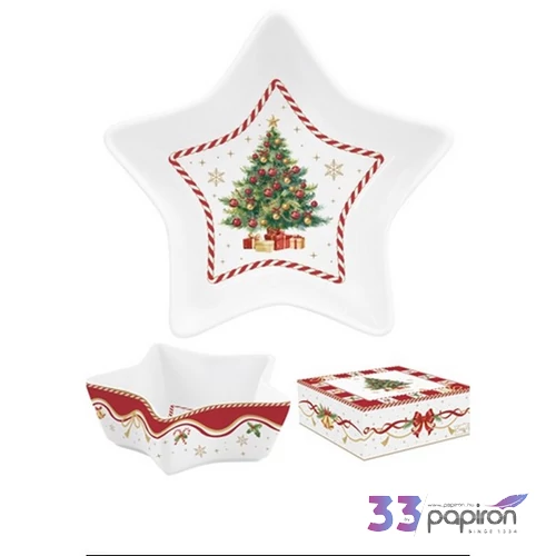 Tál Porcelán karácsonyi csillagtál 15x5cm, dobozban, Christmas Tale