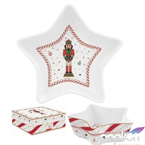 Tál Porcelán karácsonyi 15x5cm, csillagtál Twist Nutcracker kézzel festett dobozban