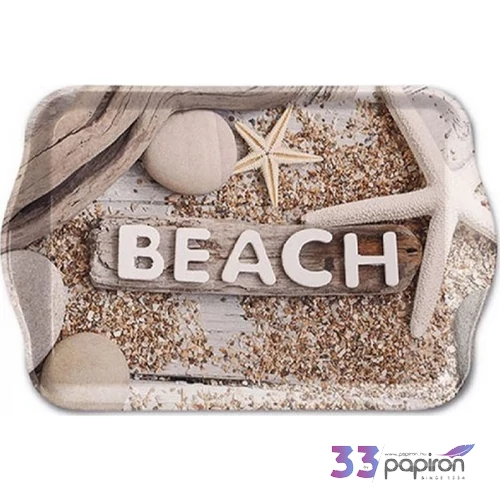 Tálca Ambiante kicsi Beach Wood műanyag kistálca 13x21cm