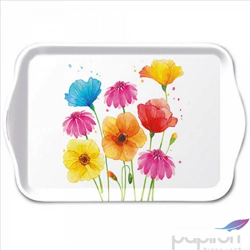 Tálca Ambiante kicsi Colourful Summer Flowers műanyag kistálca 13x21cm