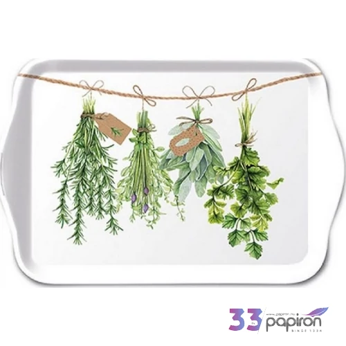 Tálca Ambiante kicsi Fresh Herbs műanyag kistálca 13x21cm