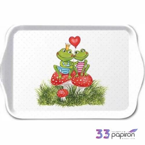 Tálca Ambiante kicsi Frogs in love műanyag kistálca 13x21cm