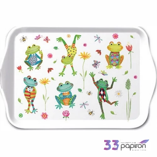 Tálca Ambiante kicsi Happy Frogs műanyag kistálca 13x21cm