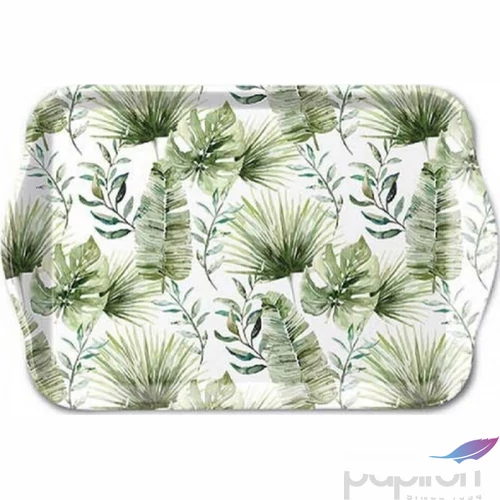 Tálca Ambiante kicsi Jungle leaves white műanyag kistálca 13x21cm