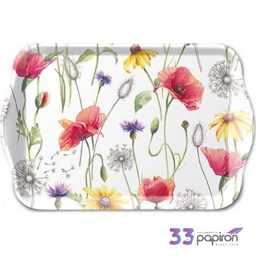 Tálca Ambiante kicsi Poppy Meadow műanyag kistálca 13x21cm
