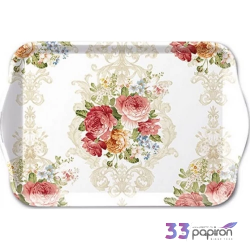 Tálca Ambiante kicsi Sara Cream műanyag kistálca 13x21cm