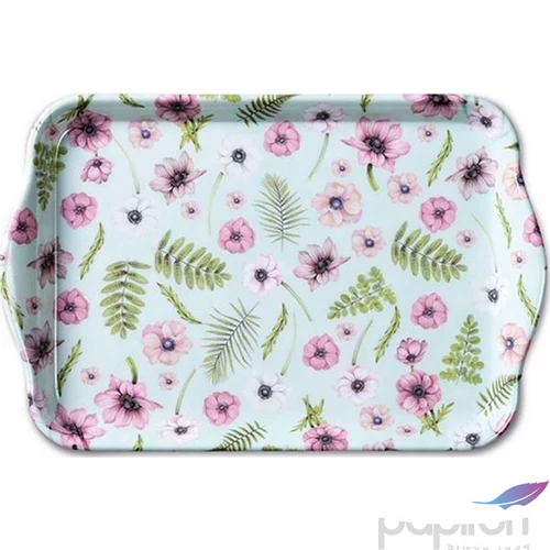 Tálca kicsi műanyag virágos Anemones green, 13x21cm
