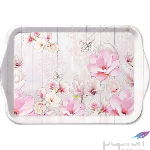 Tálca kicsi műanyag virágos Magnolia Garden, 13x21cm