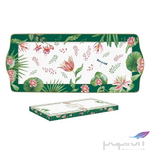 Tálca Porcelán 35x15cm Botanic chic dobozban