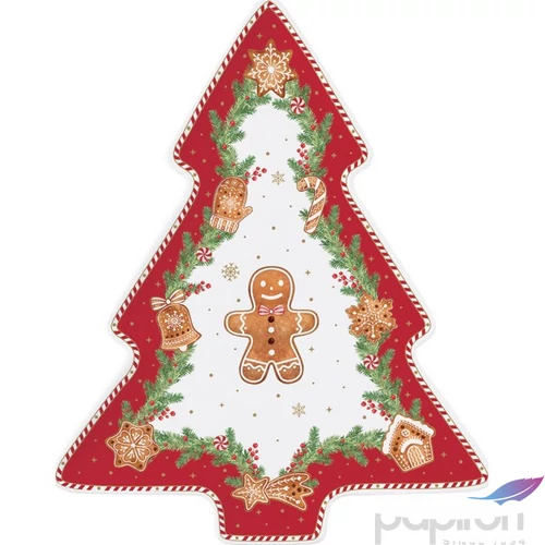Tálca Porcelán karácsonyi 20,5x25,5cm, Fancy Gingerbread dobozban