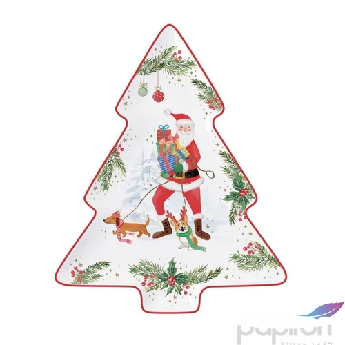 Tálca Porcelán karácsonyi 20,5x25,5cm, Joyful Santa dobozban