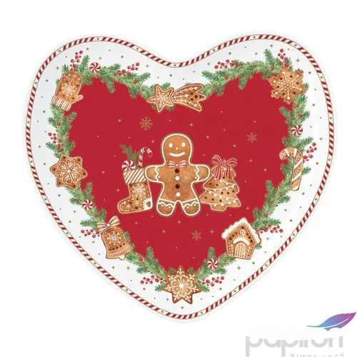 Tálca Porcelán karácsonyi 20x19cm, Fancy Gingerbread dobozban