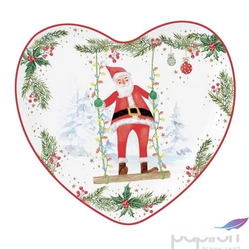 Tálca Porcelán karácsonyi 20x19cm, Joyful Santa dobozban