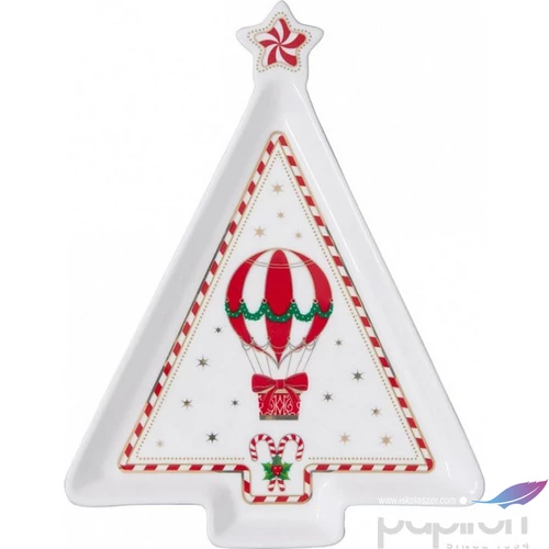 Tálca Porcelán karácsonyi 21x16cm, Christmas Wonderland kézzel festett dobozban