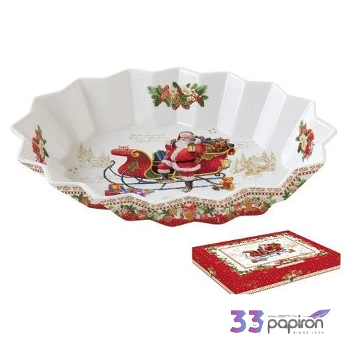 Tálca Porcelán karácsonyi 25x17x4,5cm, dobozban,Christmas Memories