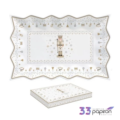 Tálca Porcelán karácsonyi 35x23cm, dobozban, Royal Nutcracker