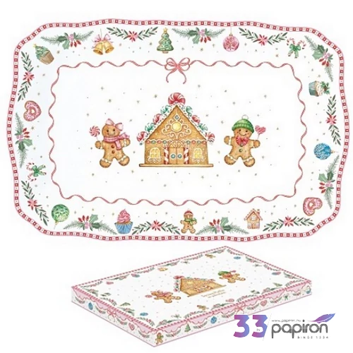 Tálca Porcelán karácsonyi 35x23cm, dobozban, Sweet Christmas