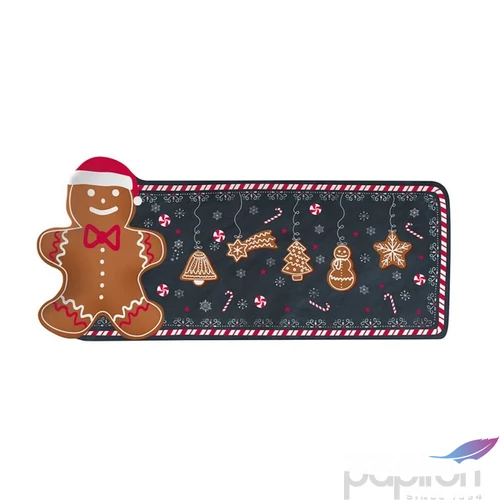 Tálca Porcelán karácsonyi 36x16cm, Gingerbread dobozban