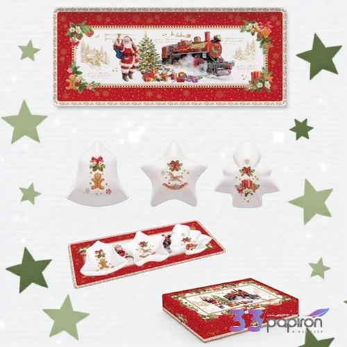 Tálca Porcelán karácsonyi 36x16cm, dobozban Christmas Memories