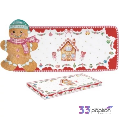 Tálca Porcelán karácsonyi 36x16cm, dobozban, Sweet Christmas