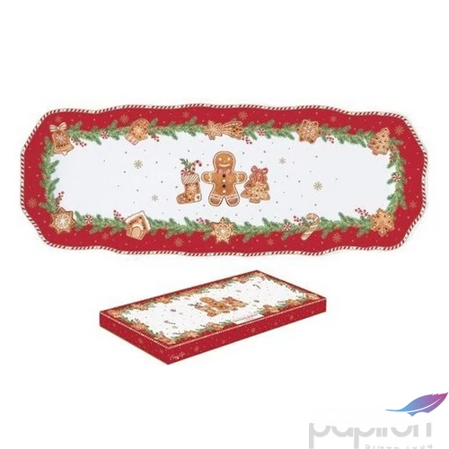 Tálca Porcelán karácsonyi 37x14cm, Fancy Gingerbread dobozban