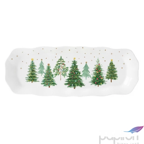 Tálca Porcelán karácsonyi 37x14cm, dobozban, Festive Trees