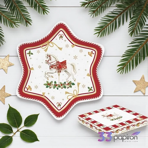 Tálca Porcelán karácsonyi csillagtálca 22,5cm, dobozban Christmas Tale