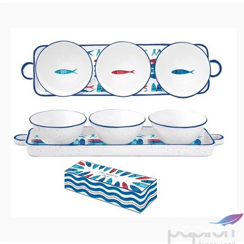Tál Porcelán 37x10cm 3db-os 10cm, Sardine's Party dobozban Citromformájú