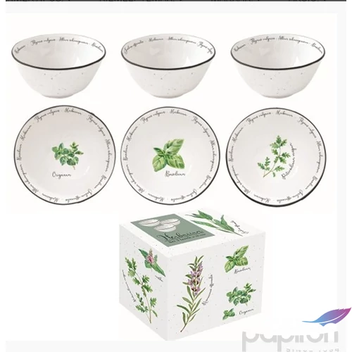 Tálkaszett Porcelán S/3,9,5cm, dobozbanHerbarium