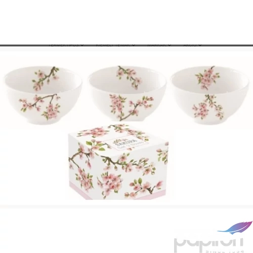 Tálkaszett Porcelán S/3,9,5cm, dobozbanSakura