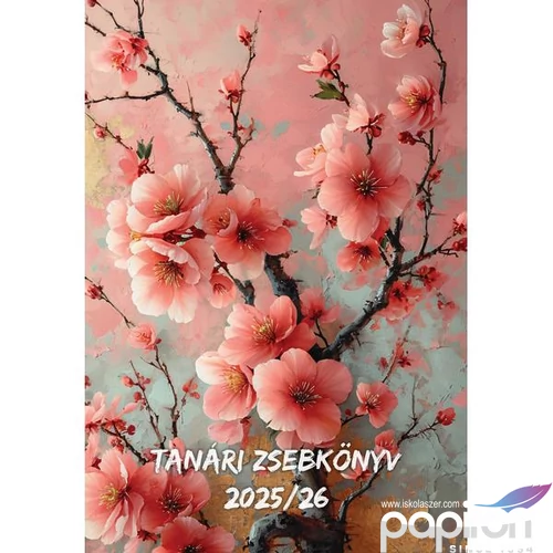 Tanári zsebkönyv 2025/26 145x205mm, cseresznyevirág mintás Realsystem   kollekció 5311-70