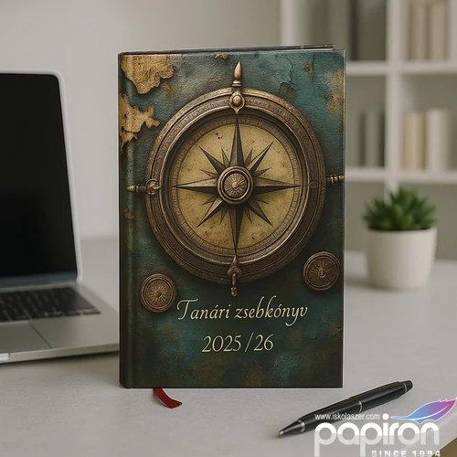 Tanári zsebkönyv 2025/26 145x205mm, térkép mintás Realsystem   kollekció 5311-64